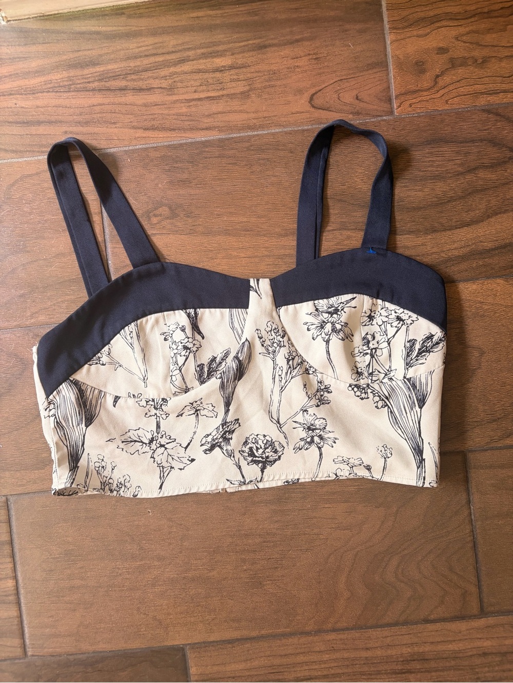 Cider Cream and Black Floral Bustier Top
